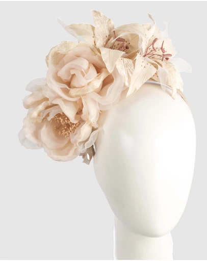 Max Alexander - Large Nude Flower Headband Fascinator