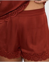 Sans Complexe - Charming Silky Satin Pyjama Shorts with Lace