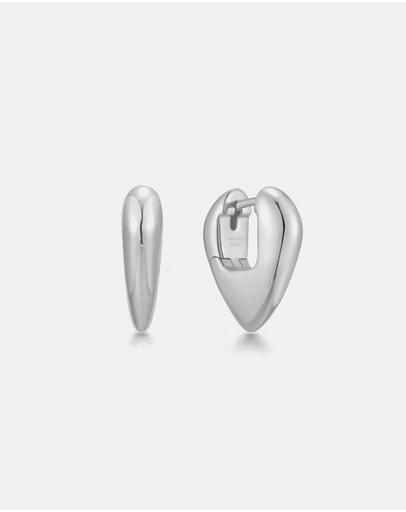 Ania Haie - Ania Haie Silver Puffy Shield Huggie Hoop Earrings