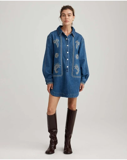 Mattir - Atlas Embroidered Dress