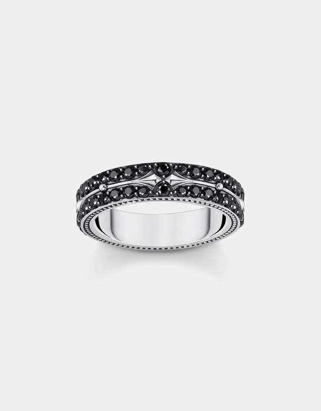 THOMAS SABO - Decorated band ring with black zirconia