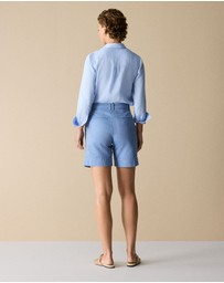 Trenery - Yarn Dyed Stretch Cotton Double Cloth Short in Chambray Blue