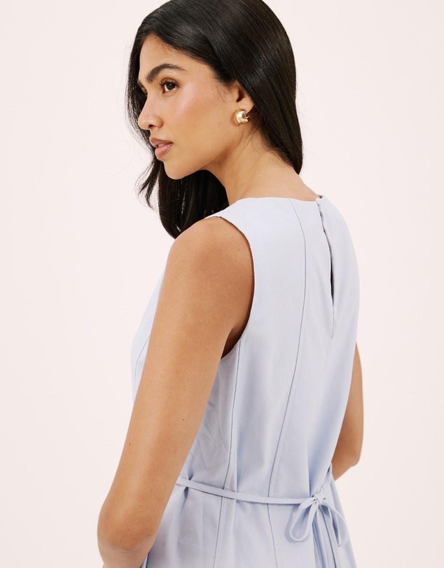 Atmos&Here - Willow Linen Blend A-Line Mini Dress with Top Stitching Detail