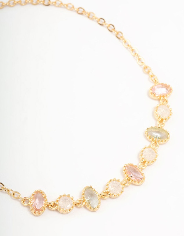 Lovisa - Gold Plated Cubic Zirconia Oval & Round Toggle Bracelet