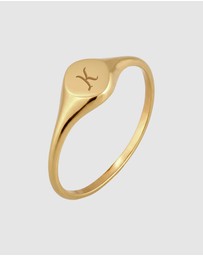 Elli Jewelry - Ring Signet 925 Sterling Silver Gold-Plated