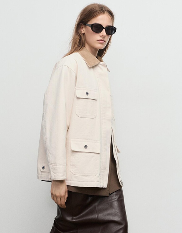 M.N.G - Denim Parka With Corduroy Collar
