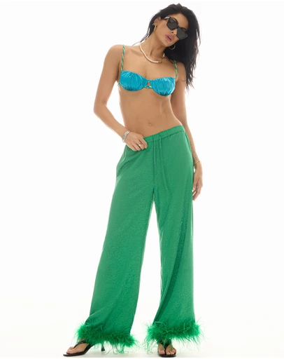 THE TALES - Frida Feather Trim Floral Pants