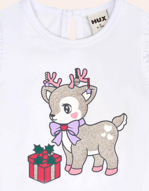 Huxbaby - Reindeer Frill Sleeves Tee Christmas - Babies-Teens