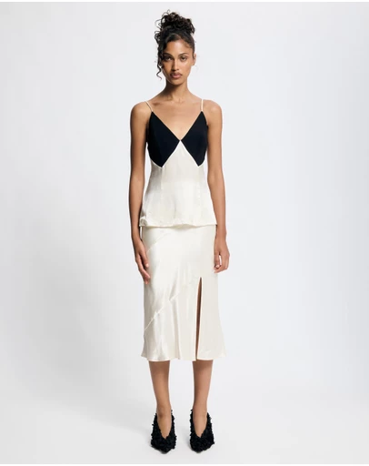 Lover - Margot Satin Midi Skirt
