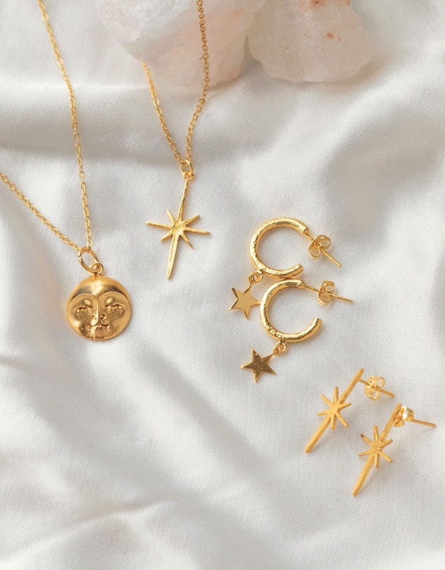 Ottoman Hands - Star Charm Hoop Earrings