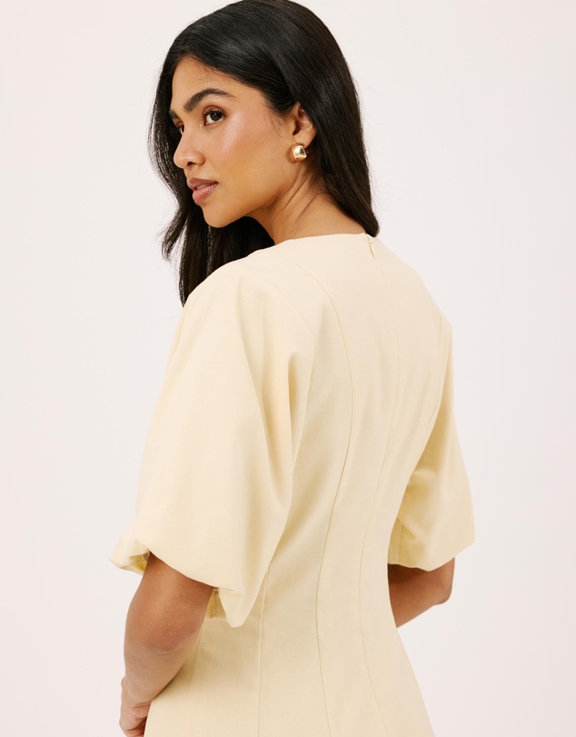 Atmos&Here - Ivy Short Sleeve Midi Dress In Cotton Linen Blend