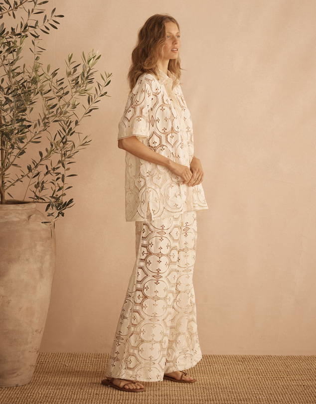 AUR OCEA - Lace Gathered Wide Leg Pants