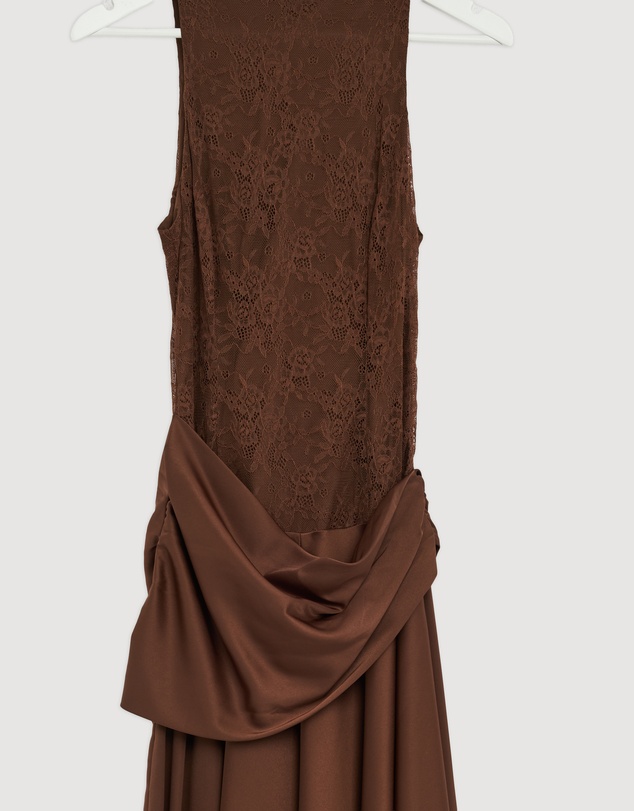 Revibe - Repaired CHANCERY Layla High Neck Lace Panelled Maxi Dress - AU 8