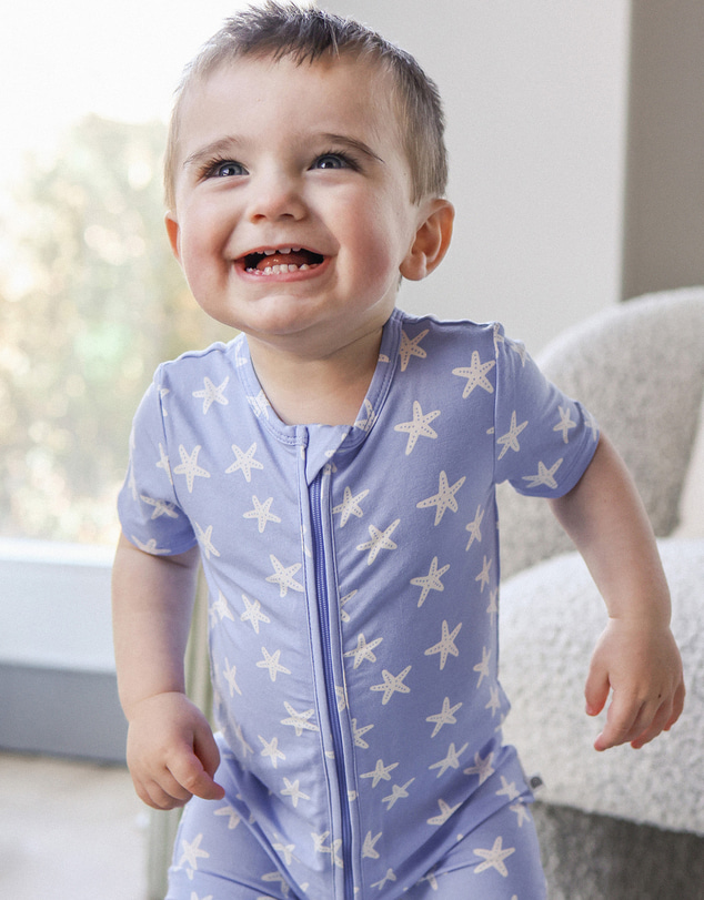 Kynd Baby - Essential Short Sleeve Onesie in Star Fish Blue