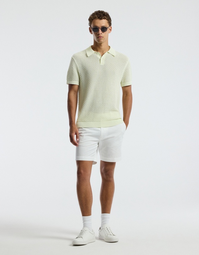 Calibre - Textured Open Knit Polo Citron