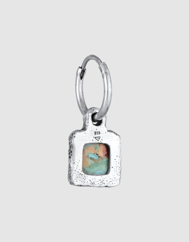 Haze & Glory - ICONIC EXCLUSIVE - Earrings Men Turquoise Square Hoop 925 Sterling Silver
