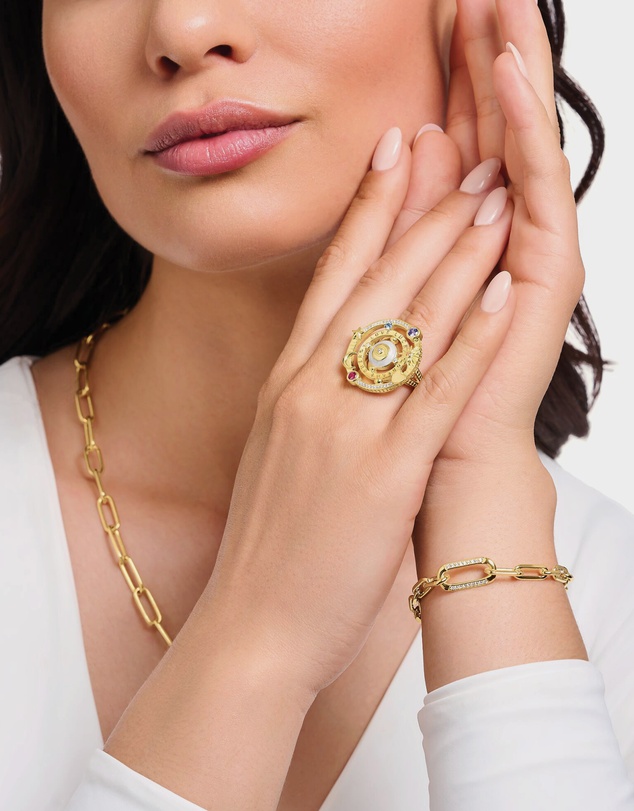 THOMAS SABO - Gold Cosmic Cocktail Ring with Half-Ball and Stones