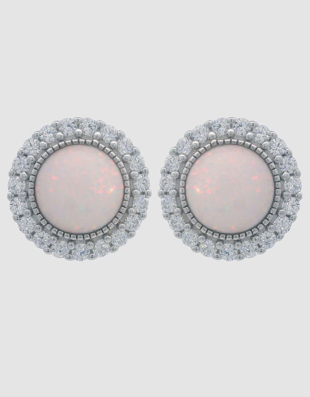 Georgini - Georgini Opal Glow Marrinawi White Created Opal Silver Earrings