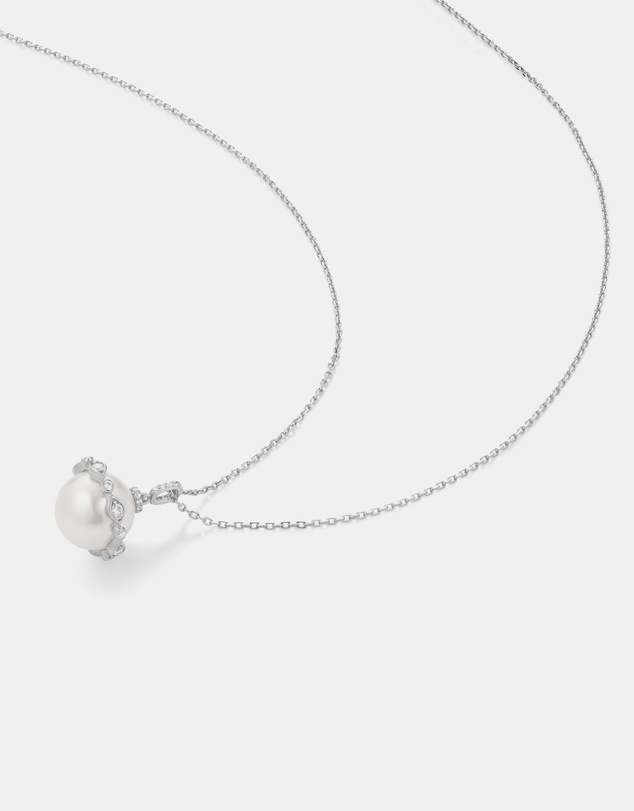 Ania Haie - Silver Shell Pearl Halo Evil-Eye Necklace