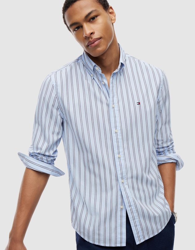 Tommy Hilfiger - TH Flex Regular Fit Stripe Poplin Shirt