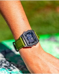 Maxum - Raglan Tide Watch – Black Case, Black Dial & Green Silicone Strap