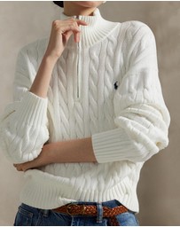 Polo Ralph Lauren - Cable-Knit Cotton Quarter-Zip Sweater