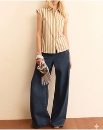 Emme - Rope Regular Cotton Sleeveless Shirt