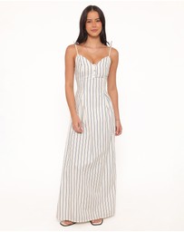 Petal & Pup - Jordin Maxi Dress - Ivory/Blue Stripe