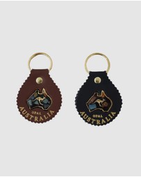 Jacaru - Jacaru 6403 Leather Keyring Round With Opal -