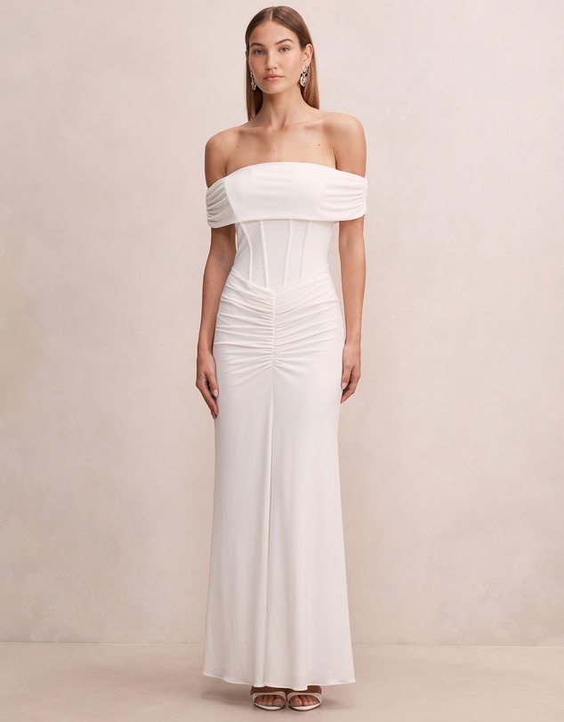 Forever New - Ania Ruched Bardot Neck Maxi Dress