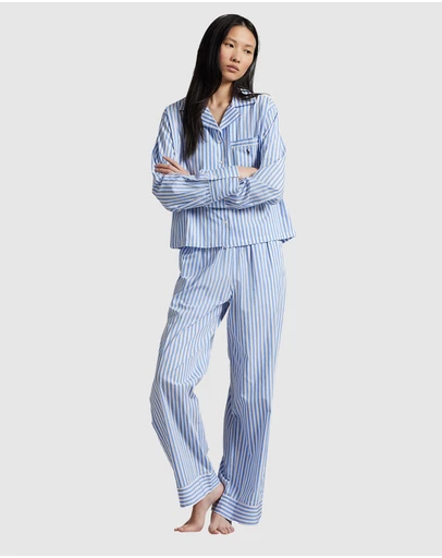 Polo Ralph Lauren - Shirting Stripes Cotton Long Sleeve Button Down Pyjama Set