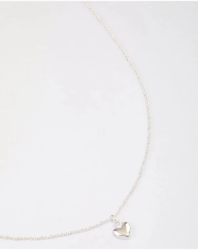 Lovisa - Sterling Silver Puffy Heart Pendant Necklace