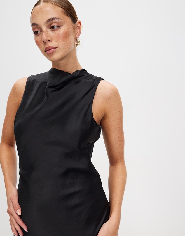Third Form - Satin Bias Cowl Back Maxi Dress