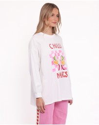 Petal & Pup - Meredith Graphic Tee Pant Set - White Pink
