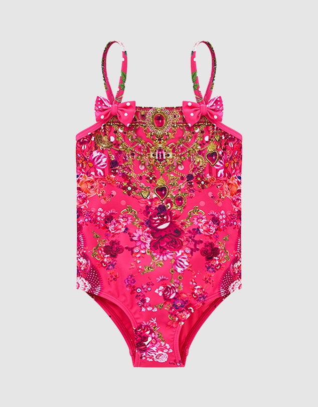 Camilla - Straight Neck One Piece With Bows - Babies