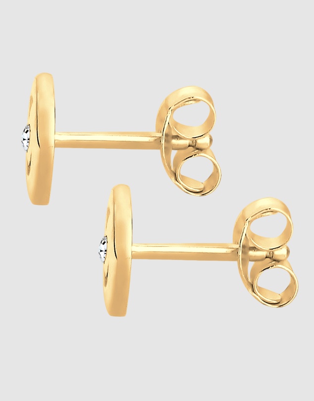 Elli Jewelry - Earrings Ear Studs Spiral Geo Sparkling with Crystals in 925 Sterling Silver Gold Plated