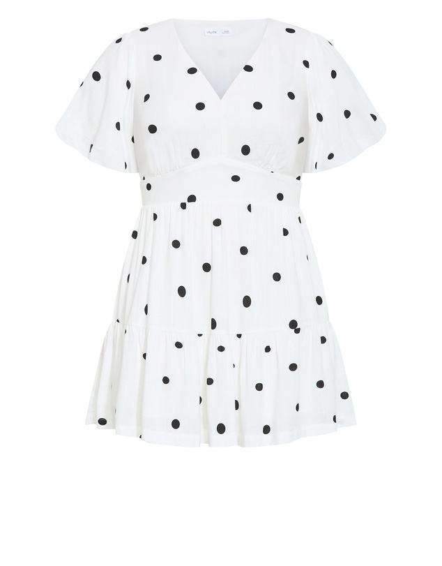 City Chic - Winslow Spot Print Mini Dress - Ivory