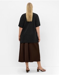 City Chic - Plus size Oversized Split Tee - black