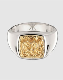 Kuzzoi - ICONIC EXCLUSIVE - Ring Men Signet Bicolor 925 Sterling Silver Gold-Plated