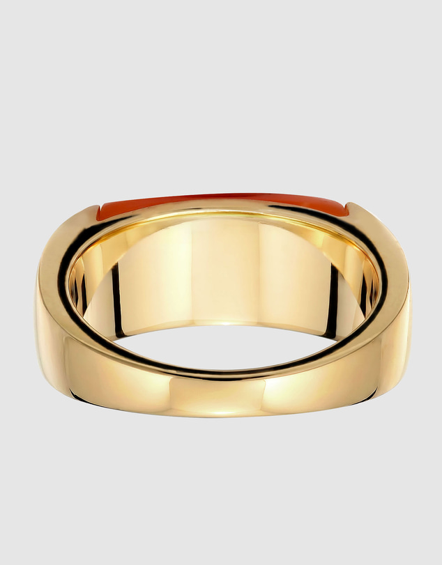 Elli Jewelry - Orange Resin Signet Ring in Gold-Plated 925 Silver
