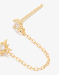 Lovisa - Gold Plated Sterling Silver Cubic Zirconia Chain Double Earring