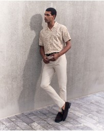 Trenery - Geo Stripe Relaxed Short Sleeve Shirt in Cognac