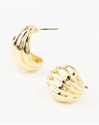 Lovisa - Gold Plated Brass Ribbed Hoop Earrings