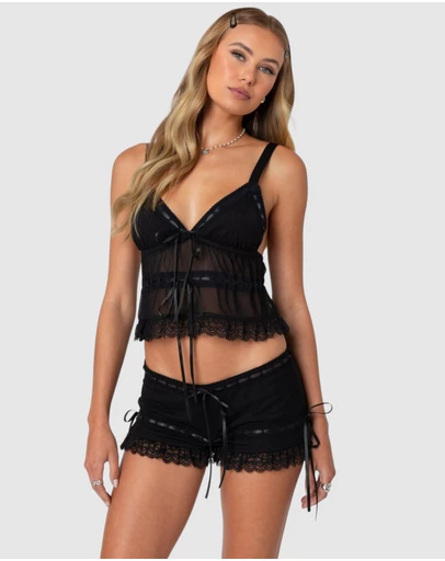EDIKTED - Marielle Sheer Ribbon Tank Top