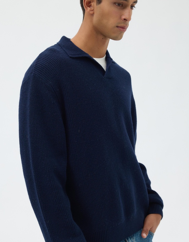 AERE - Wool Blend Chunky Knit Polo
