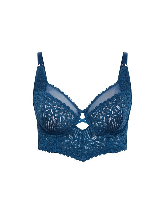 City Chic - Plus size Cassia Underwire Longline Bra - poseidon
