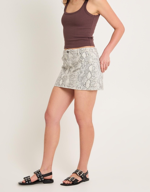 Insight - Snake Denim Skirt