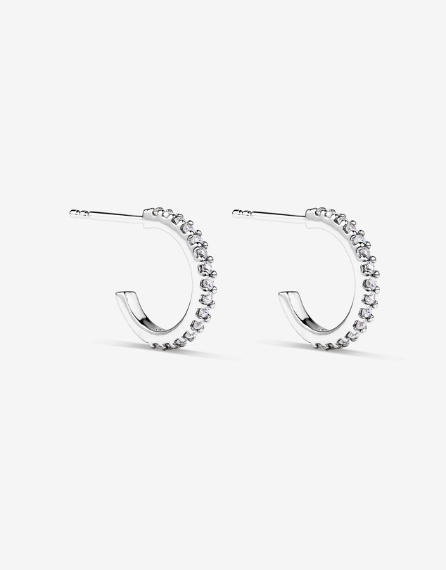 Michael Hill - Half Hoop Stud Earrings with Cubic Zirconia in Sterling Silver