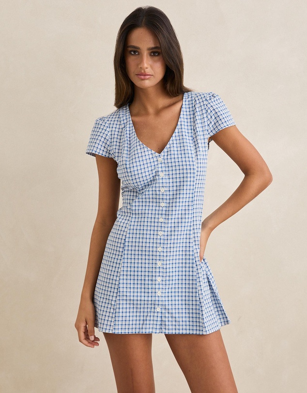 Rhythm - Lola Check Cap Sleeve Mini Dress