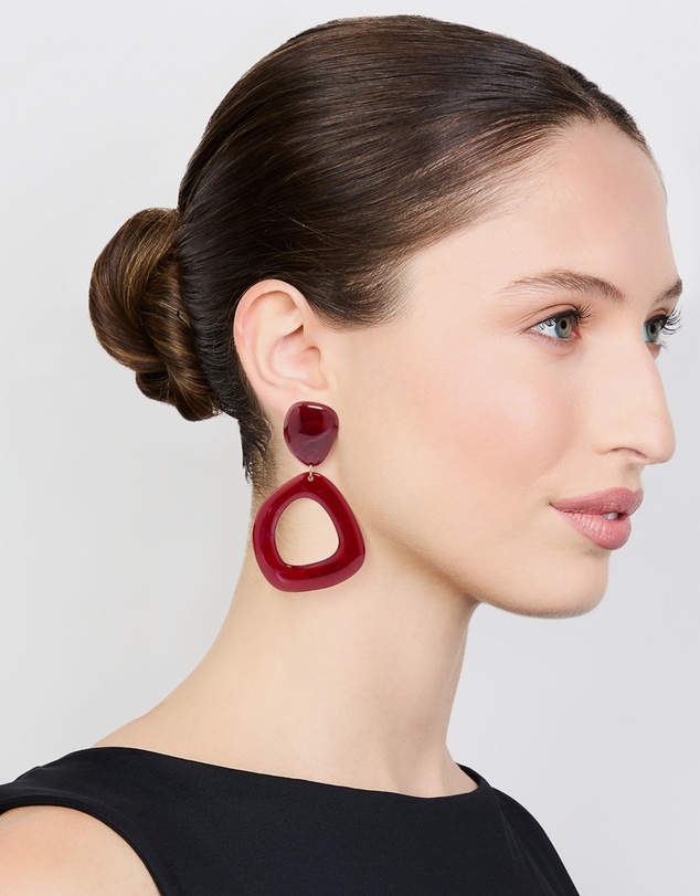 Lovisa - Red Acrylic Organic Open Square Oval Drop Earrings